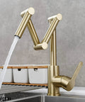 Brushed Gold Pot Filler Faucet 360 Degree Swivel Brass Folding Deck Mount Kitchen Sink Tap For Hot And Cold Water