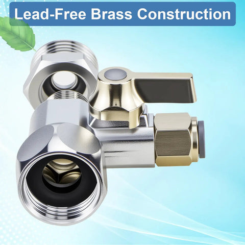 3-In-1 Universal Water Feed Adapter Kit For RO Systems, Fridges And Ice Makers showing lead-free brass construction