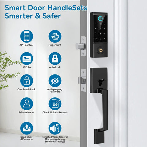 Top Shelf Biometric Fingerprint Smart Door Lock With Heavy Duty Front Handle Set And Phone App Control For No Sweat Keyless Home Security Setup