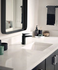 Genta LX Modern 6.8 Inch Matte Black Towel Bar For Kitchen Or Bathroom Single Bar Design visible beside sink