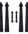 Heavy Steel Garage Door Hardware Kit With Decorative Pull Handle Hinges And Smooth Close Damping includes strong black steel parts.