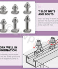 European 40 Series M8 Drop In Bolts And Nickel Flange Nuts Kit 120 Pieces showing T slot nuts and bolts installation