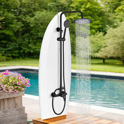 Heavy Duty Matte Black Outdoor Shower Featuring Top Notch 304 Stainless Steel Build Dual Spray Settings And Smooth Single Lever Control For Your Ultimate Backyard Flex Upgrade