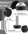 Product details of 1/4-20 UNC Adjustable Furniture Leveling Feet Kit with galvanized steel screws and ABS base close-ups