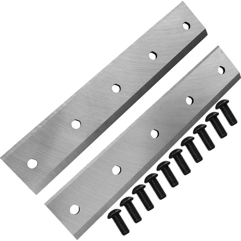 12 Inch Steel Wood Chipper Blade Set For OPC 504 506 506E 566E 50636 Replacement shown with screws, durable high carbon steel.