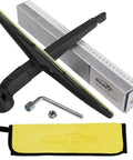 Heavy Duty Rear Windshield Wiper Arm And Blade Kit For Jeep Wrangler JK 2007 To 2018 With No Sweat Install, includes tools and microfiber cloth.