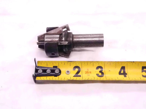 Adjustable No 00 hollow mill with five eighth inch shank made in USA, laid next to tape measure for scale