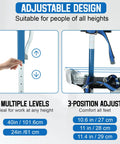 Adjustable 24 To 40 Inch Aluminum Drywall Stilts For Painting, Taping, Or Cleaning - Pro Grade Lightweight Stilts With Rubber Base, Supports Up To 225 Lbs, Blue