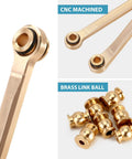 Beefy Brass High Clearance Chassis Links Set For 1/18 TRX4M Defender Bronco RC Crawler Upgrades, 42g Heavy Bent Links CNC machined