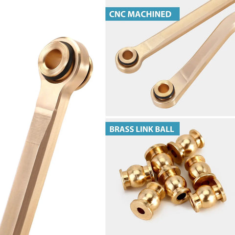 Beefy Brass High Clearance Chassis Links Set For 1/18 TRX4M Defender Bronco RC Crawler Upgrades, 42g Heavy Bent Links CNC machined