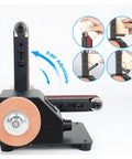 Rugged Handheld Electric Belt Sander With Comfortable Grip For Butter Smooth Woodworking Projects Efficient Sanding And Polishing Machine with adjustable angle.