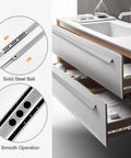 Beefy 2 Pack Ball Bearing Drawer Slides 13.5 Inch 342mm Two Way Metal Drawer Tracks shown on a bathroom cabinet with close-up of ball bearings