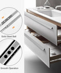 Heavy Duty Ball Bearing Drawer Slides 16 Inch Four Pack two-way metal drawer tracks installed in bathroom vanity