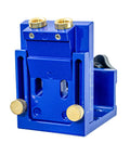 Pro Level Aluminum Alloy Pocket Hole Jig With A Precise 15 Degree Drill Angle and Smooth Adjustable 12 To 45mm Depth, front view.