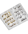 Watch Crown Repair Kit Stainless Steel O Ring Stem Tools Storage Box Set Round Head Crown Assortment 100 Pieces in clear organizer