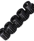 Set of Beefed Up Hardened Steel Pinion Gear Set 32P for RC Cars, 13T 14T 15T 16T 17T, 5mm Shaft Compatibility, showing five gears aligned