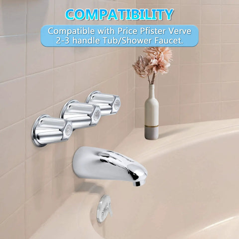 Three Piece Shower Knob Replacement Kit For Price Pfister Verve Tub And Shower Faucets Hot Cold Diverter Handles Chrome Finish
