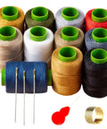 Ten Color Sewing Thread Kit With Heavy Duty Denim Grade Polyester Spools 20s/3 Thick Thread Includes Needles Needle Threader And Thimble 200 Yards Per Roll Perfect All In One For Jeans And Garment Repairs