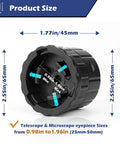 WiFi Eyepiece For Telescope And Microscope, HD 2K Image Amplifier dimensions, 25mm-50mm eyepiece fit, 45mm diameter, 65mm length