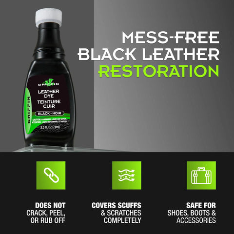 Permanent Black Leather Dye For Shoes And Boots 2.5 Ounce Restores Scuffs And Fading On Leather And Suede For Furniture Car Seats