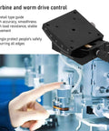 60x60mm Linear Stage Actuator with Manual Goniometer for Precision Alignment on optical equipment, black anodized finish.