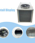 Badass 220V Three Phase Industrial Portable Air Conditioner With Crushingly Cold 51100 BTUH Cooling And Massive 6000W Airflow To Keep Warehouses Shops SweatFree Indoors detail display showing fan and housing design.
