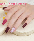 Rose Coast Gel Nail Polish Set With LED Light And Strips, matte and glossy finish on nails