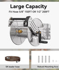 Heavy Duty Stainless Steel Garden Hose Reel With Crank Wall Or Floor Mount Retractable Hose Organizer for 150 ft of 5/8 inch hose