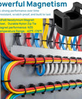 Magnetic Cable Tie Set With 25 Mounts And 200 Self Locking Ties Big Value Cable Management Kit in use organizing cables on a panel