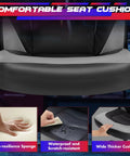 Ergonomic Gaming Desk Chair With PU Leather Upholstery showing comfy lumbar support and cushioned seat with high-resilience sponge.