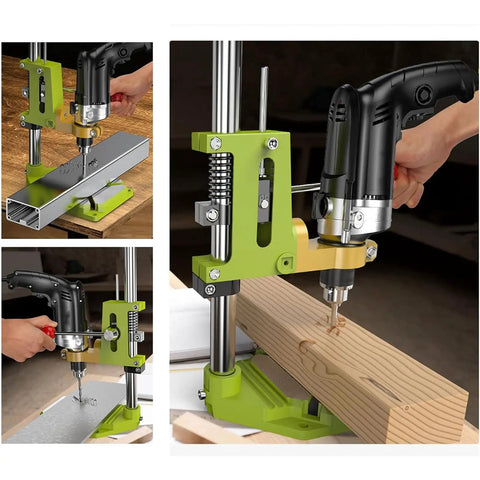 Heavy Duty Drill Press Stand With Clamp Support Tool 360 Rotation And 60mm Stroke For Wood Aluminum Iron adjustable bench mount in action.