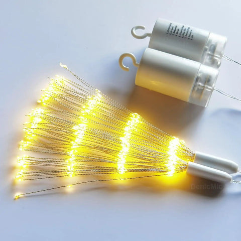 Lit 200 LED Copper Wire Starburst Fairy Lights with Remote Battery Operated Warm White 8 Modes Hanging Sphere