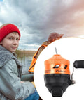 Spincast Fishing Reel For Beginners With Right Hand Retrieve Easy Push Button Casting Pre Wound Nylon Line Durable Orange Design