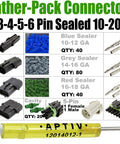 Total Beast 373 Pieces Weather Pack Auto Wiring Connector Kit With Male Female Terminals Fit 10 To 20 AWG Wires 1 To 6 Circuits Includes Removal Tool And Sealer Housing Sweet For Quick Disconnect Splice Jobs On Your Rig Or Boat, chart of 1-6 pin parts