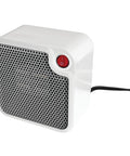 Desk-Friendly 250W Personal Space Heater For Desks And Small Rooms, white mini heater with red switch, front view