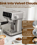 Espresso Machine With 20 Bar Pressure, Touchscreen Interface, Milk Frother And Hot Water in a kitchen setting