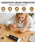 Person using Heavy Duty Jewelry Glue For Gemstones And Metal 120ML Professional Grade With Precise Applicator on pearls