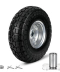 10 Inch Solid Rubber Tire Wheel No-Flat With 5/8 Inch Double Sealed Bearings, 2.2 Inch Offset Hub, 4.10/3.50-4 Size, Heavy Duty Wheel
