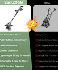 Comparison of Powerful Cordless Garden Tiller Cultivator With 20V Battery No Gas 360RPM Electric Rototiller and gas tiller.