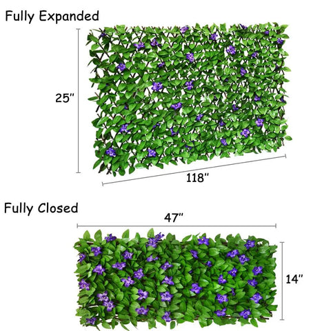 Expandable Privacy Screen With Artificial Purple Flowers For Balcony And Patio Fence Outdoor Greenery Privacy Barrier dimensions