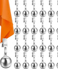 12 Pack Stainless Steel Tablecloth Weights With Clips For Outdoor Picnic Garden Patio Party Camping Dinner Table Cover Stay Put Rustproof Easy Clamp On Stabilizers shown in a grid pattern with an orange cloth.