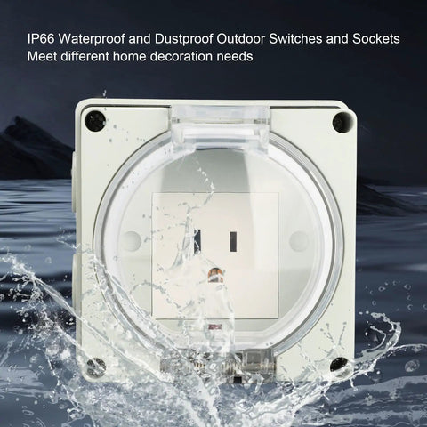 Hella Tough Ip66 Weatherproof Outdoor Electrical Outlet and 3 Prong Power Socket showcasing dust and water resistance in outdoor setting.