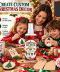 Family crafting with Christmas DIY Decor Spray Paint, Black Holiday Craft Mist for Ornaments on a festive table.