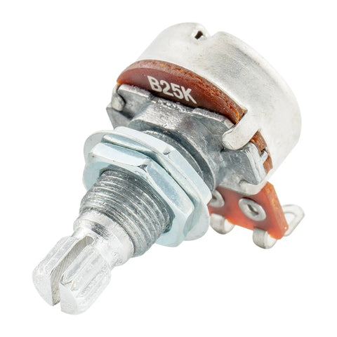 B25K Mini Pots 9.5mm Linear Taper Potentiometer with Split Shaft 18 Spline M8 Thread 6mm Shaft for Electric Guitars Close-Up