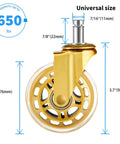 Top Shelf Roller Blade Office Chair Wheels Soft Polyurethane Desk Caster Set Of Five 3 inch gold caster with universal 7/16 inch stem.