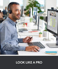 Man using Straight Fire Top Tier HD Webcam Featuring Quick Release Privacy Shutters 1080P Full HD Auto Focus for video call.