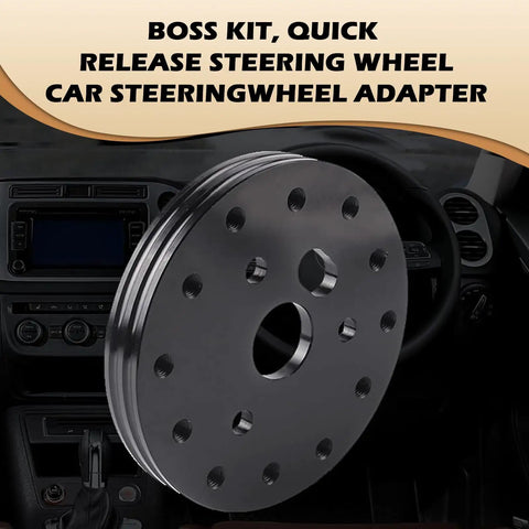 Badass 6 To 3 Hole Steering Wheel Hub Adapter Boss Kit For Cars Quick Swap Alloy Converter Rustproof Mod No Sweat Install showing sleek metal design with multiple holes.