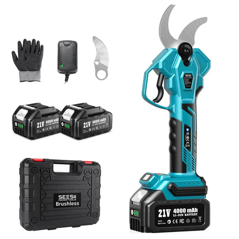 Electric Pruning Shears Cordless 1.8 Inch Cut With Brushless Motor Dual 4Ah Batteries 4 Level Adjustable SK5 Blade