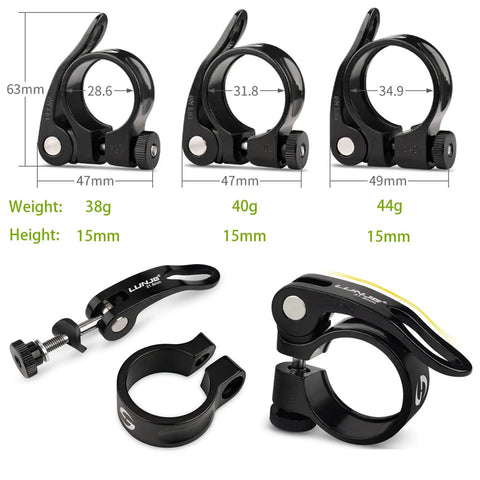 Quick Release Bike Seat Post Clamp Aluminum Alloy Collar For 28.6mm, 31.8mm Or 34.9mm Seat Posts Easy Install Lightweight Durable