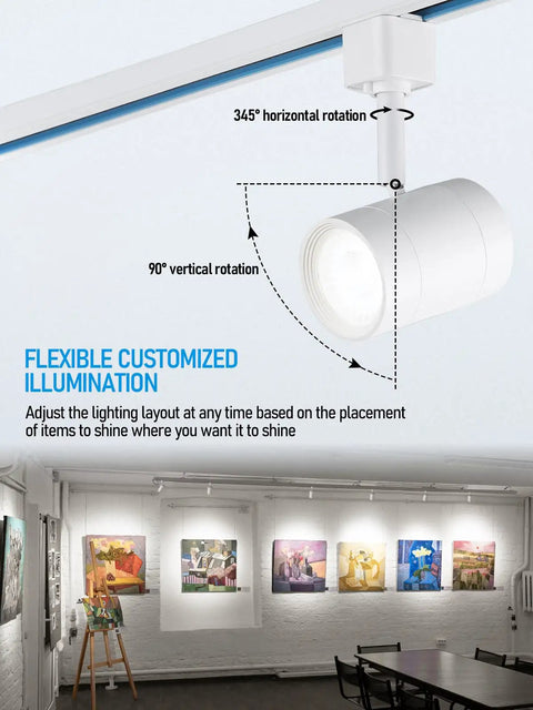8.5W Dimmable H Track Lighting Heads 600LM CRI90 4000K Cool White Matte White Pack Of 4 ETL FCC with adjustable angles in gallery